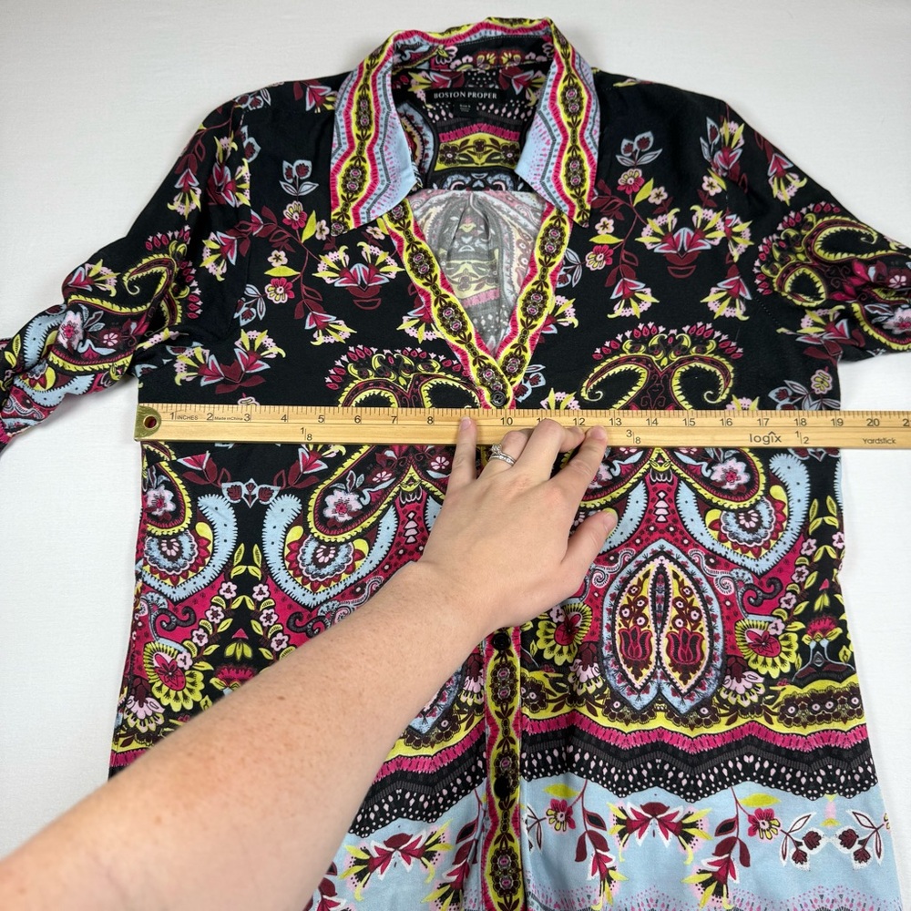 Boston Proper button down blouse flare - Picture 8 of 9